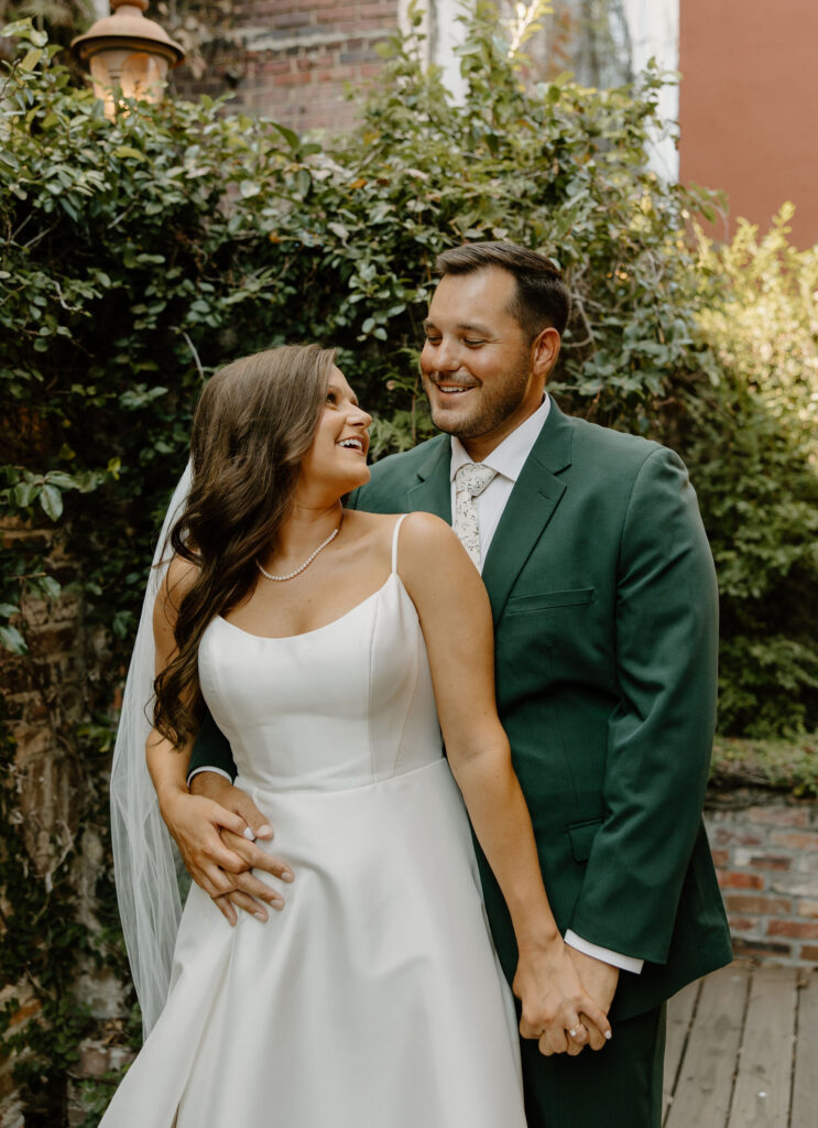 outdoor portraits for wedding with bride and groom