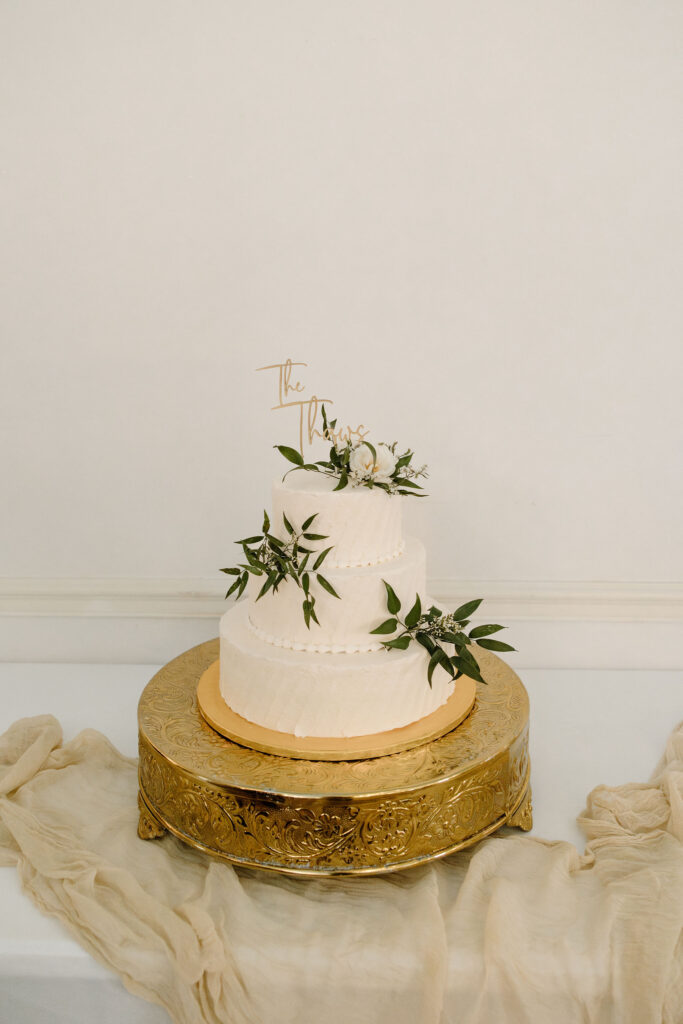 wedding cake with greenery details
