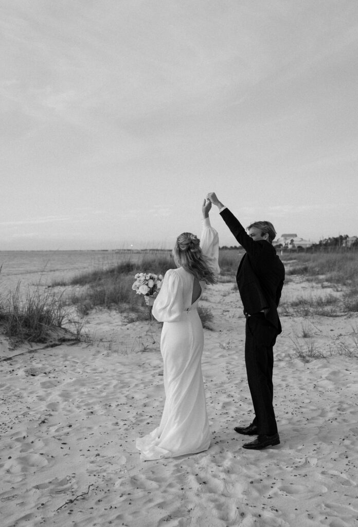 beach bride and groom portraits documentary style wedding photography