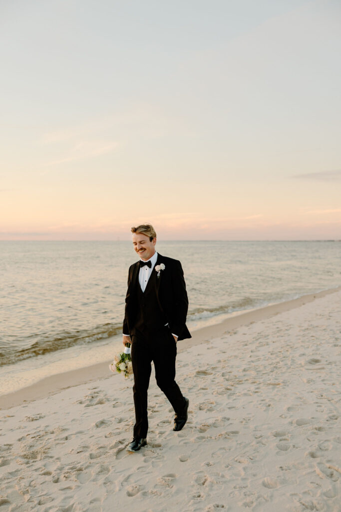 groom portraits on the beach florida wedding photographer
