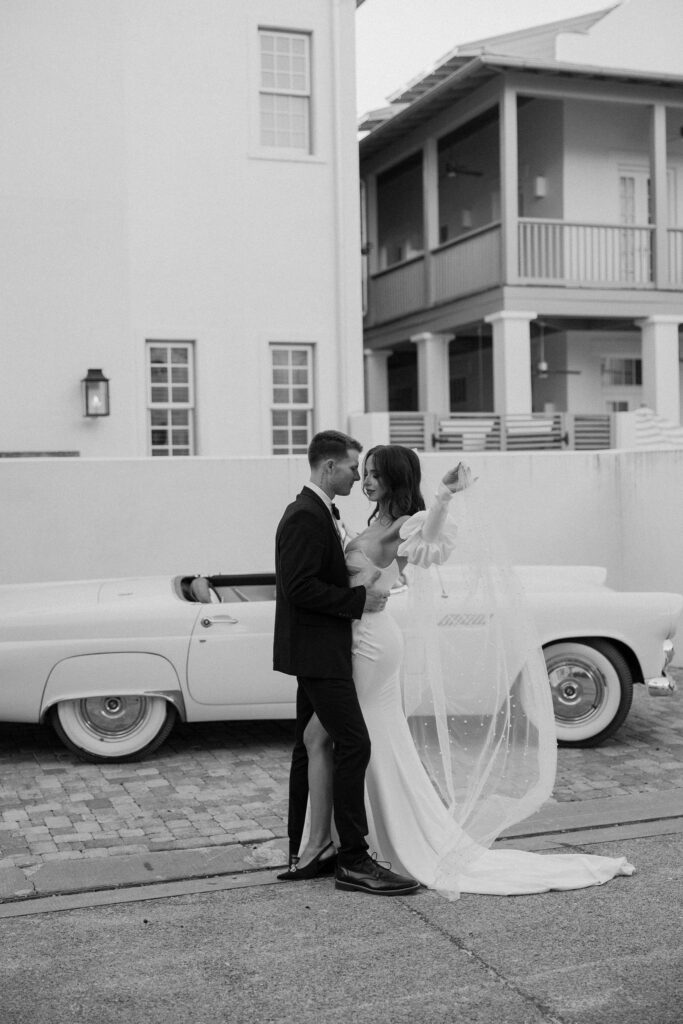 black and white elopement photos in 30A