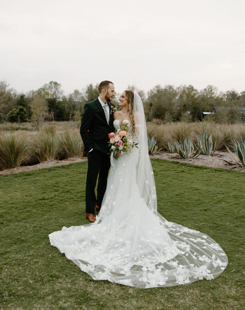 bonnett springs park outdoor bridal portraits with bride and groom